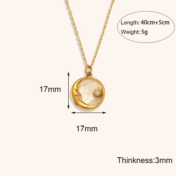 Passport Philosophy Moon and Star Shell Pendant - Picture 3 of 7